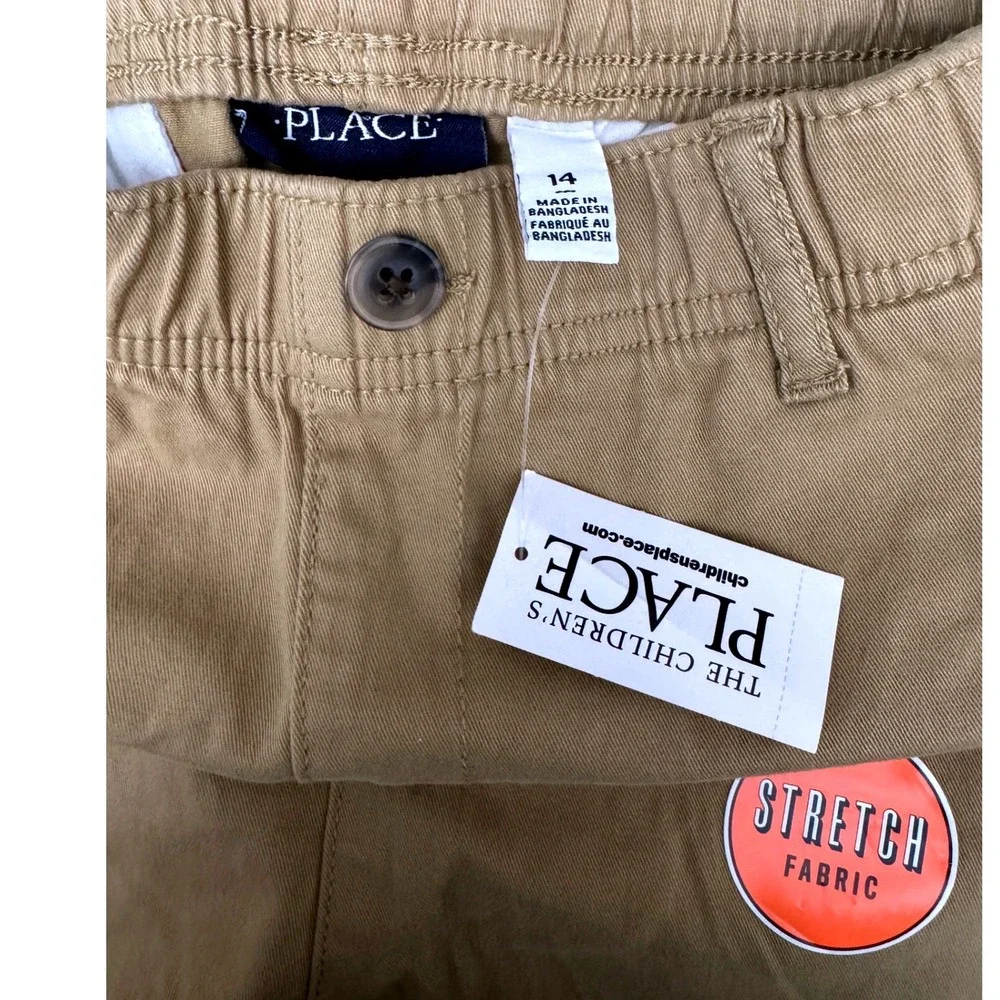 The Children's Place Pants Bundle Stretch Camo Cargo Tan Size 14 Boys Lot 3pk